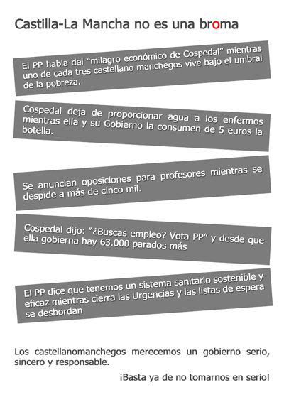 Juventudes Socialistas de Castilla-La Mancha exige a Cospedal que se tome en serio a la región