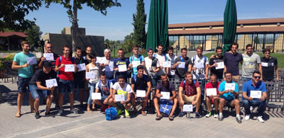 Los jugadores del CF Talavera, protagonistas del I Torneo de Footgolf en Palomarejos Golf