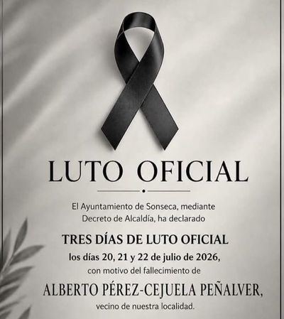 Sonseca decreta tres días de luto oficial tras la trágica muerte de Alberto Pérez-Cejuela