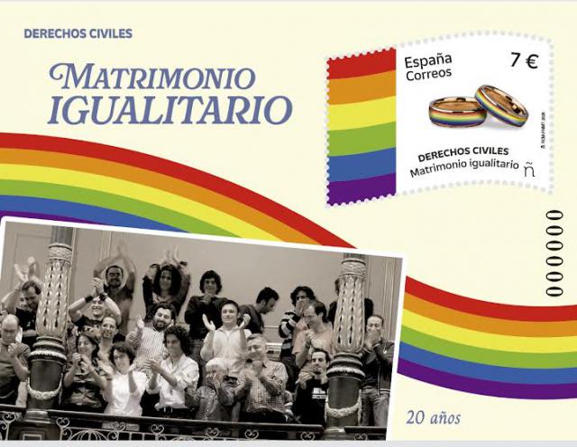 Correos presenta un sello dedicado al 20 aniversario del matrimonio igualitario 