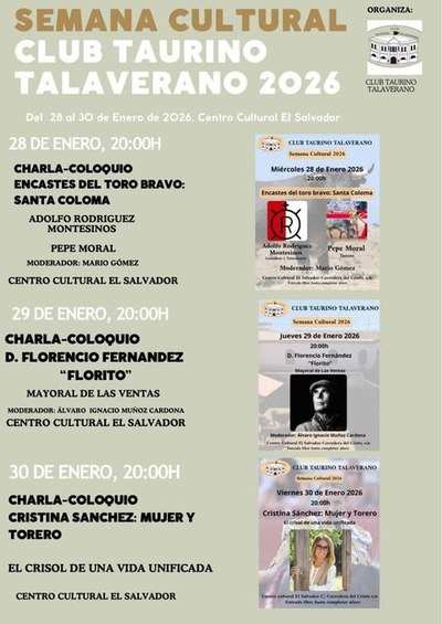 El Club Taurino Talaverano presenta su Semana Cultural 2026 con invitados de referencia