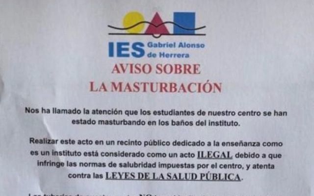 Cartel falso sobre 'aviso de masturbación'