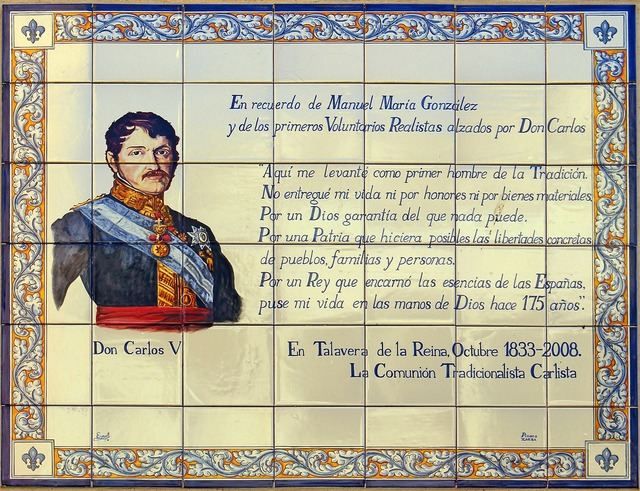 Panel de la calle Corredera de Talavera en homenaje a los carlistas