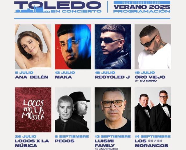 Recycled J, Ana Belén, Morad, Los Pecos, Pignoise o Los Morancos actuarán en el I Ciclo ‘Toledo en Concierto’