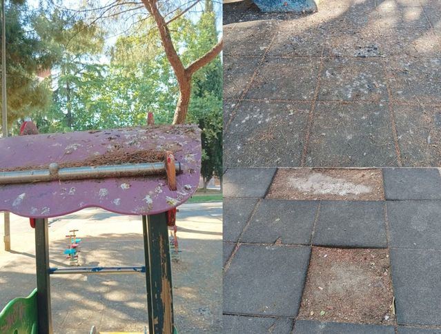 Los niños de Talavera se enfrentan a un parque infantil lleno de suciedad y peligros