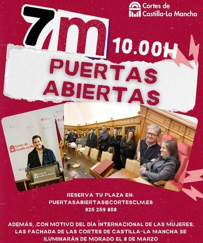 Las Cortes Regionales invitan a la ciudadanía a conocer su sede en Toledo