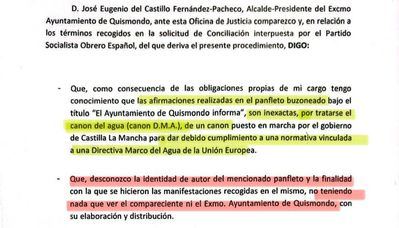 El alcalde de Quismondo (del PP) admite ante el juez que la campaña de Núñez sobre el canon del agua es falsa