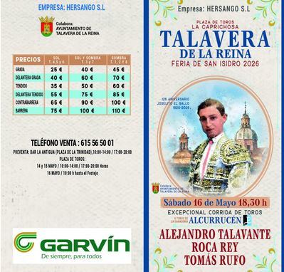 Las entradas de los toros de la Feria de San Isidro 2026 en Talavera salen a la venta este jueves