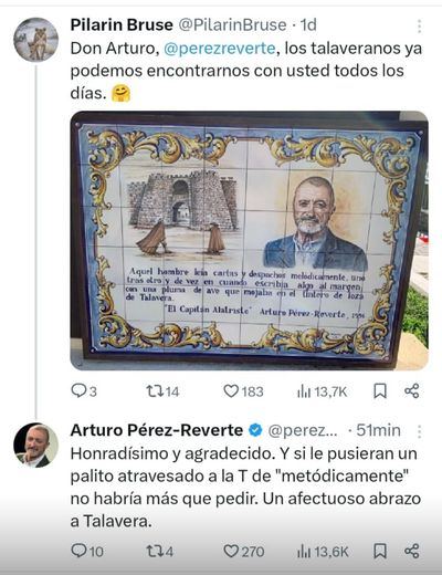 Pérez-Reverte responde a su homenaje con erratas: "Si le pusieran un palito atravesado..."