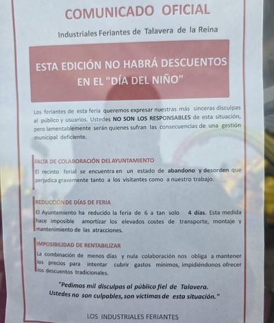 Talavera se queda sin el ‘Día del Niño’ y estalla la polémica por la "gestión municipal deficiente"