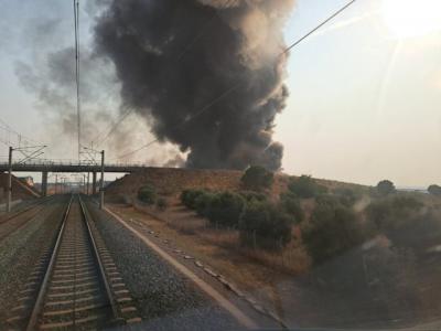 Un incendio obliga a suspender el AVE en un tramo de la provincia de Toledo