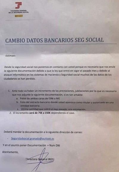 Pensionistas, atención. Una carta fraudulenta está circulando