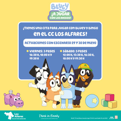 Talavera se llena de diversión con la llegada de Bluey y Bingo a Los Alfares