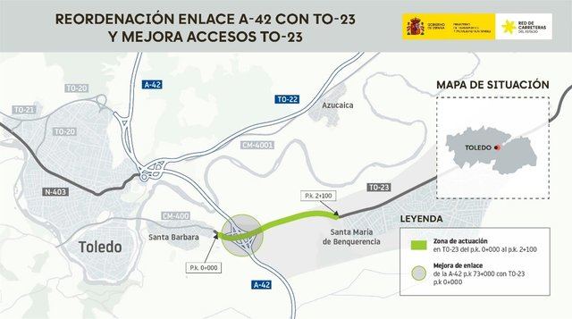 Transportes licita por 5,89 millones la mejora del enlace entre la A-42 y la TO-23