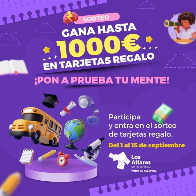 ¿Quieres ganar hasta 1.000 euros? Descubre la sorpresa que Los Alfares tiene preparada para la vuelta al cole