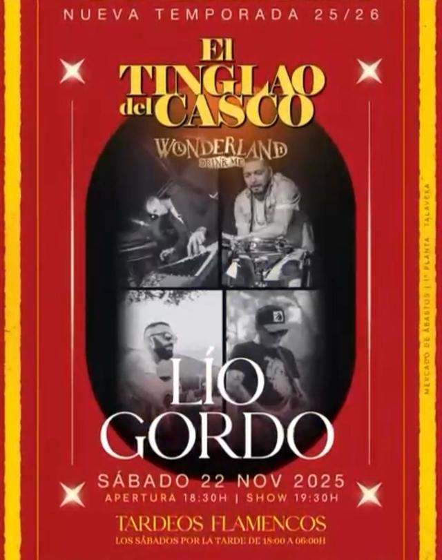 Este sábado 'Lío Gordo' actuará en directo en el “Tinglao del Casco”