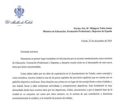 Velázquez reclama a la nueva ministra de Educación un pabellón deportivo multiusos para Toledo