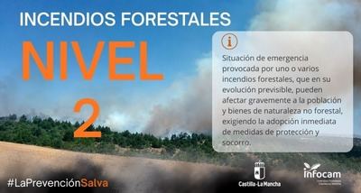 Activado el nivel 2 de emergencia por el incendio en el campo de maniobras de la Academia de Infantería de Toledo