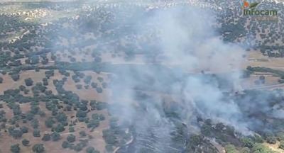 Un incendio forestal moviliza medios aéreos y terrestres en Méntrida